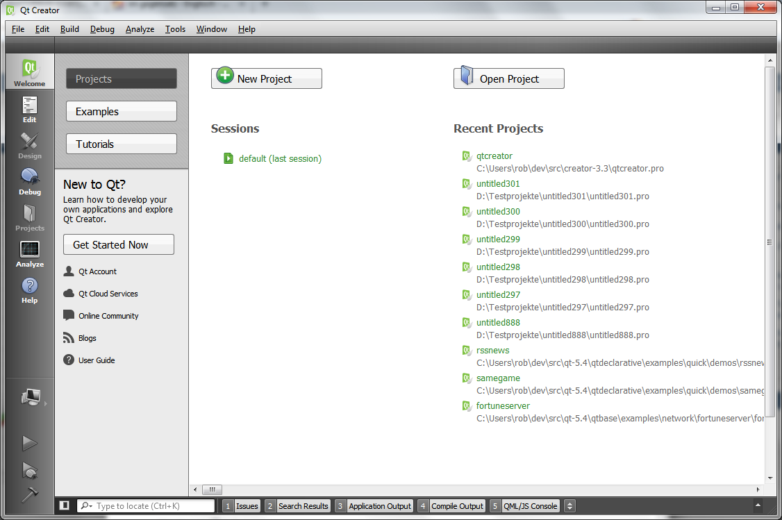 Create new session. Qt creator. Вкладки qt. Установленный qt. Qt creator Linux.