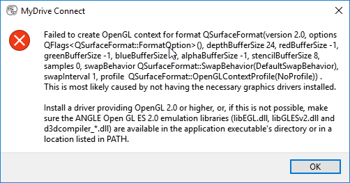 opengl 2.0 not supported